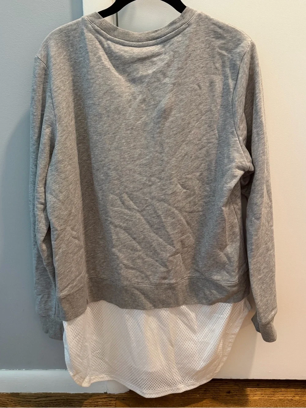 adidas Women’s Gray Layered Sweatshirt with White Mesh Hem